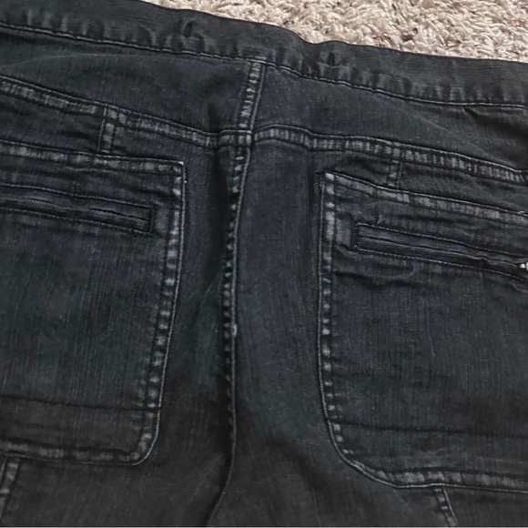 Y2K Express Mid Rise Black Whiskered Bootcut Jeans Women’s Size 14 Zipper Leg - Picture 12 of 16